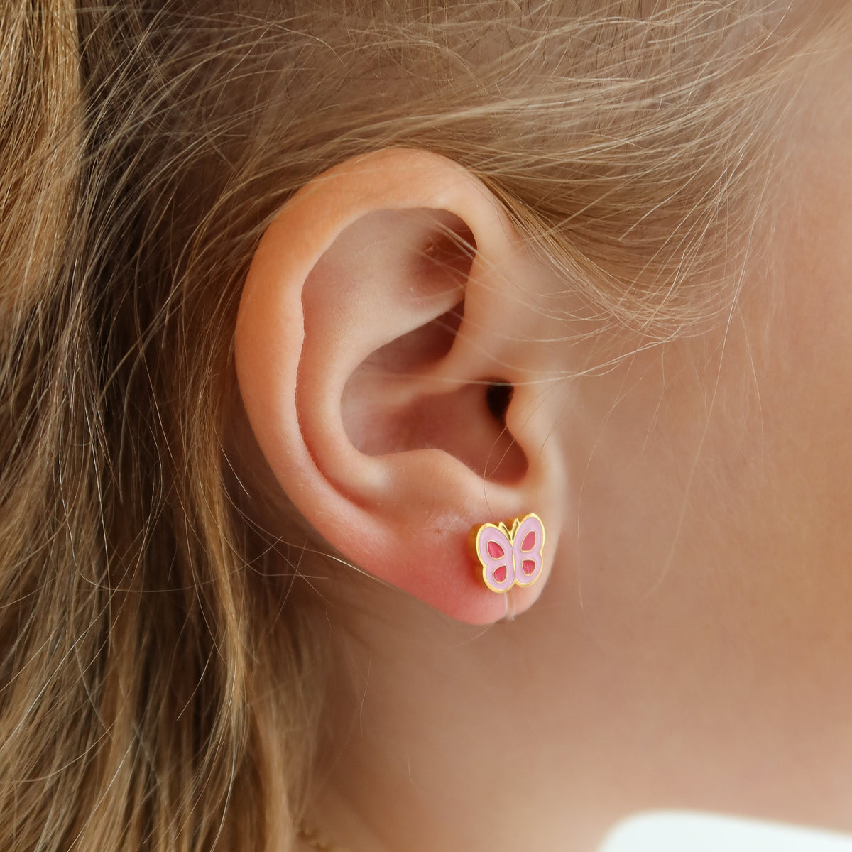 Detailansicht der Schmetterling Kinder Ohrclips in Gold